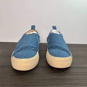 Aerosoles blue fringe denim slip-on sneakers loafer Boho Chic Western Casual